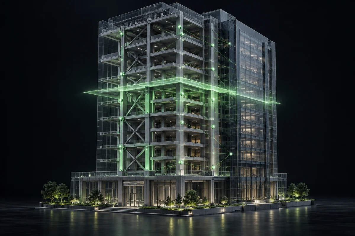 Material-rich digital twin with inspection nodes and scan layer